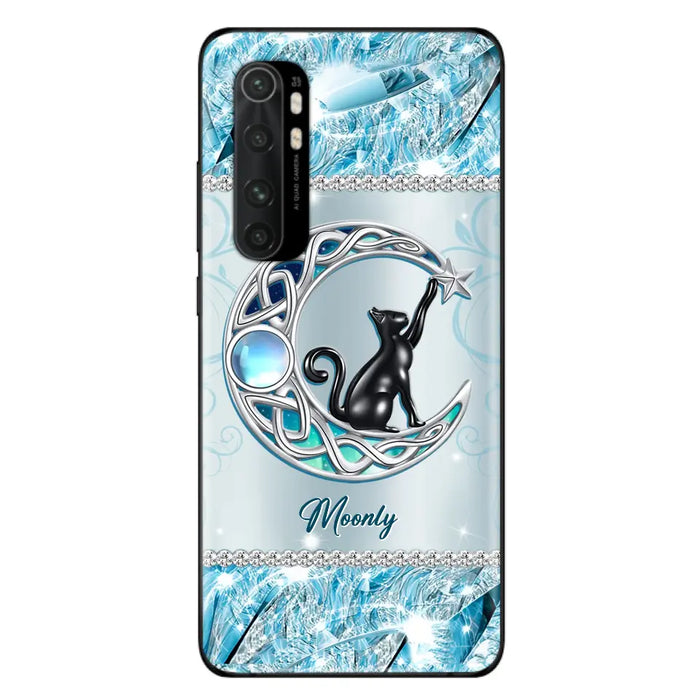 Custom Personalized Black Cat Moonstone Phone Case - Gift Idea For Cat Lover - Case For Oppo/ Huawei/ Xiaomi