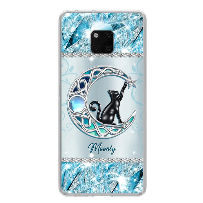 Custom Personalized Black Cat Moonstone Phone Case - Gift Idea For Cat Lover - Case For Oppo/ Huawei/ Xiaomi