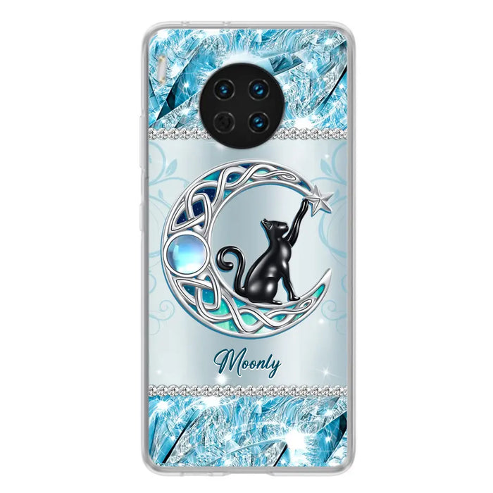 Custom Personalized Black Cat Moonstone Phone Case - Gift Idea For Cat Lover - Case For Oppo/ Huawei/ Xiaomi