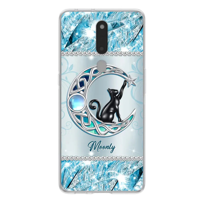 Custom Personalized Black Cat Moonstone Phone Case - Gift Idea For Cat Lover - Case For Oppo/ Huawei/ Xiaomi