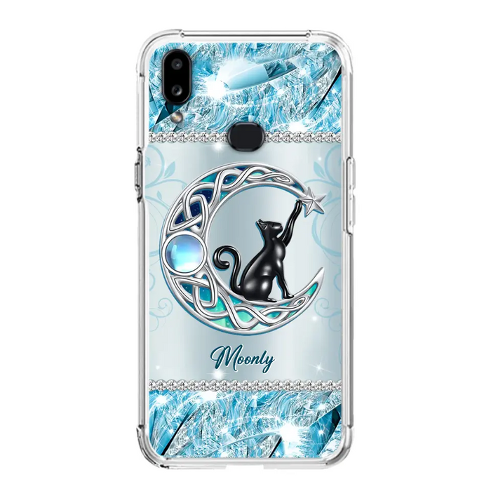 Custom Personalized Black Cat Moonstone Phone Case - Gift Idea For Cat Lover - Case For iPhone/ Samsung