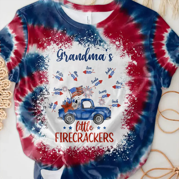 Custom Personalized Grandma's Little Firecrackers AOP T-shirt - Gift Idea For Grandma with up to 10 Kids