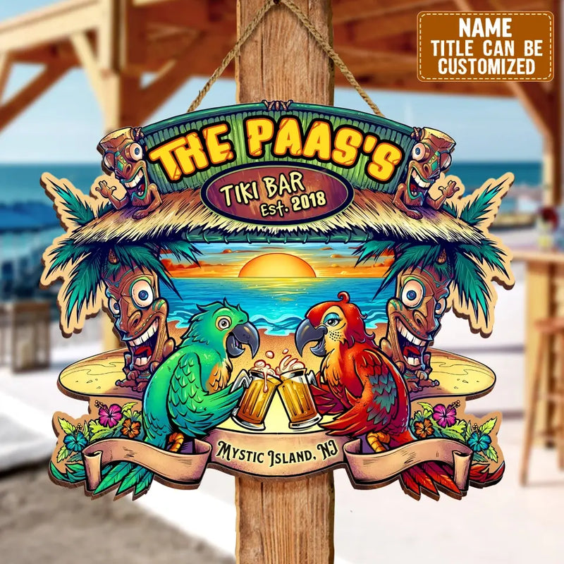 Personalized Tiki Bar Wooden Sign - Gift Idea For Family/Couple/Beach Lover