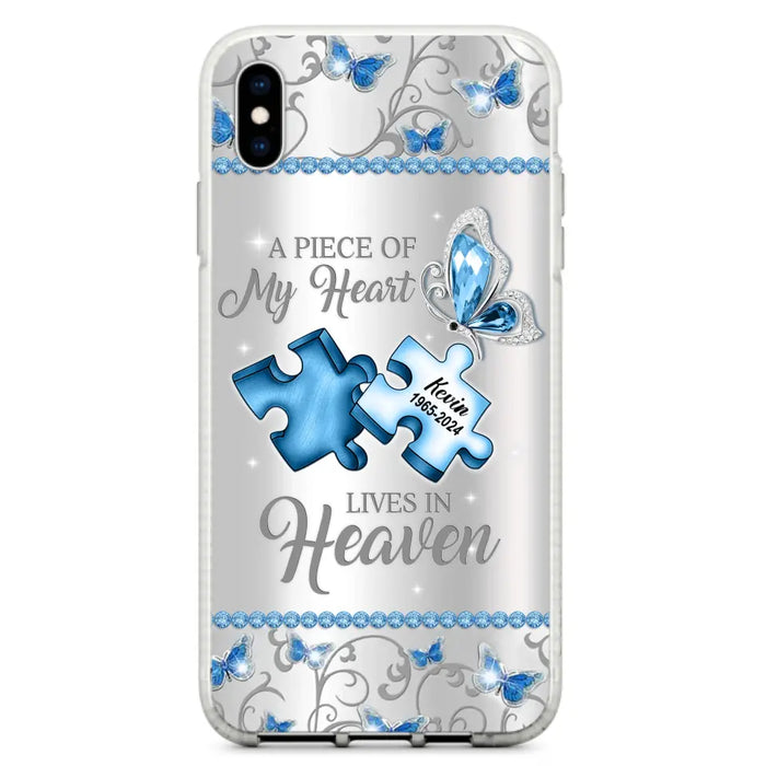 Custom Personalized Memorial Piece Phone Case - Memorial Gift For Family Member -  A Piece Of My Heart Lives In Heaven - Case for iPhone/Samsung