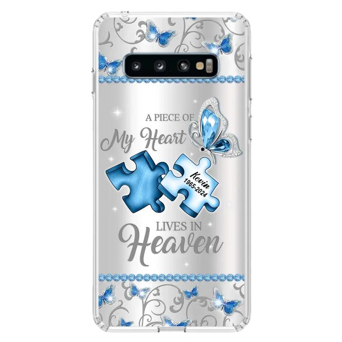 Custom Personalized Memorial Piece Phone Case - Memorial Gift For Family Member -  A Piece Of My Heart Lives In Heaven - Case for iPhone/Samsung