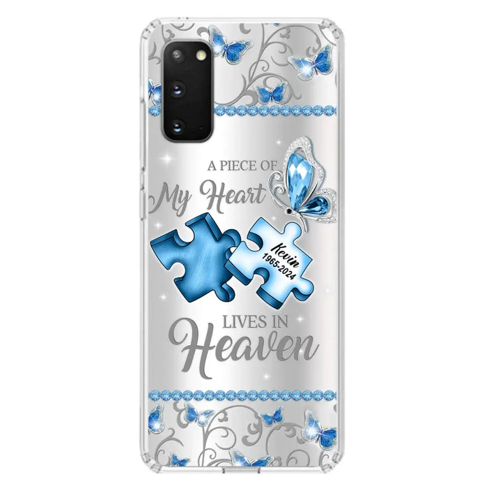 Custom Personalized Memorial Piece Phone Case - Memorial Gift For Family Member -  A Piece Of My Heart Lives In Heaven - Case for iPhone/Samsung