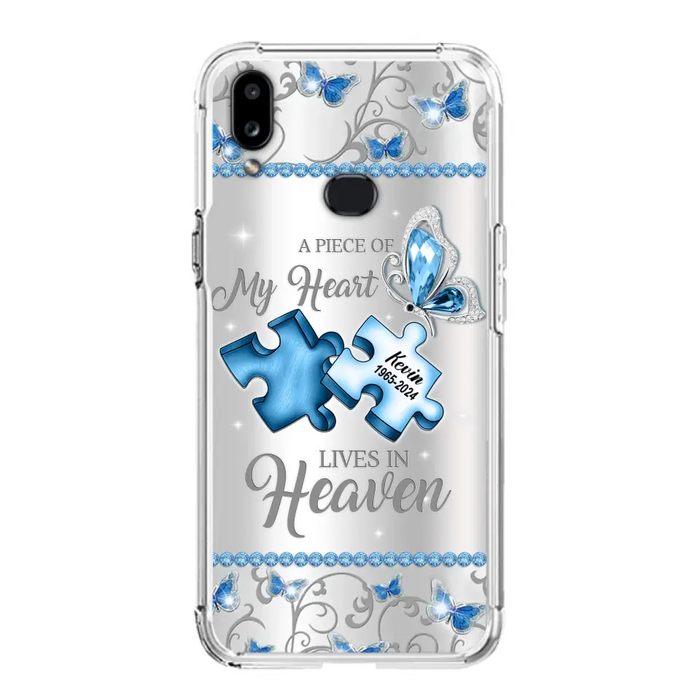 Custom Personalized Memorial Piece Phone Case - Memorial Gift For Family Member -  A Piece Of My Heart Lives In Heaven - Case for iPhone/Samsung