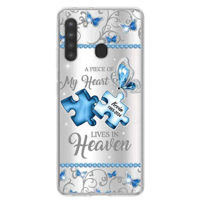 Custom Personalized Memorial Piece Phone Case - Memorial Gift For Family Member -  A Piece Of My Heart Lives In Heaven - Case for iPhone/Samsung