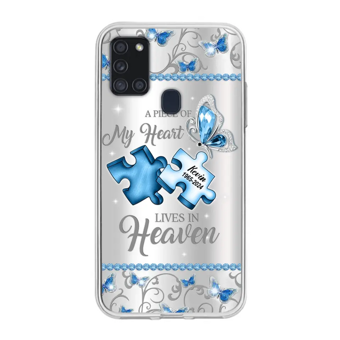 Custom Personalized Memorial Piece Phone Case - Memorial Gift For Family Member -  A Piece Of My Heart Lives In Heaven - Case for iPhone/Samsung