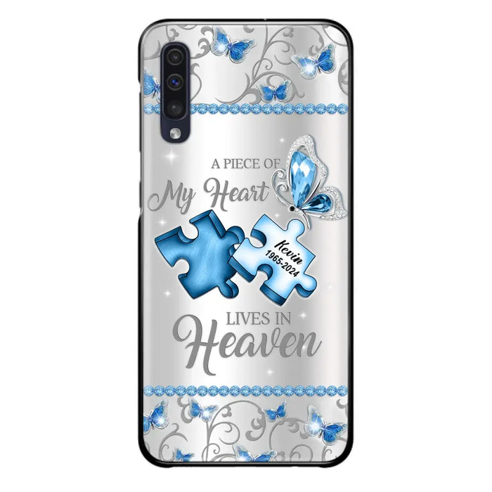 Custom Personalized Memorial Piece Phone Case - Memorial Gift For Family Member -  A Piece Of My Heart Lives In Heaven - Case for iPhone/Samsung