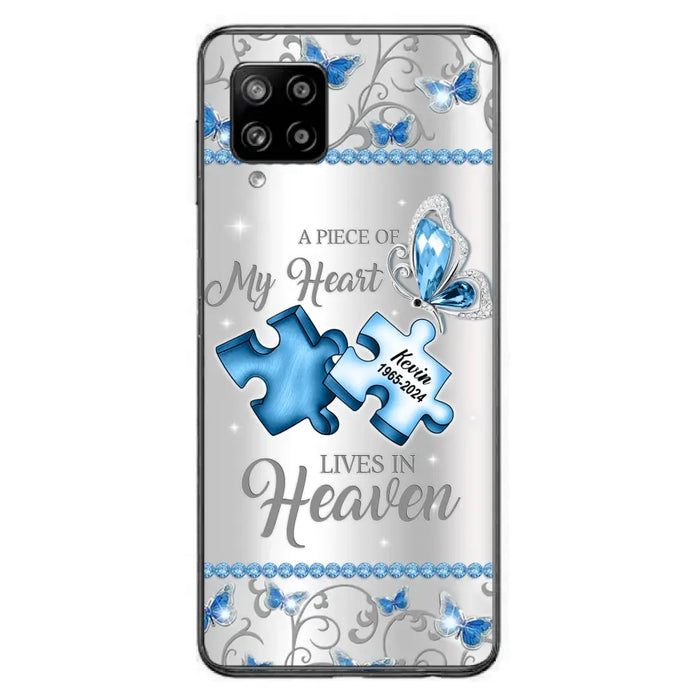 Custom Personalized Memorial Piece Phone Case - Memorial Gift For Family Member -  A Piece Of My Heart Lives In Heaven - Case for iPhone/Samsung