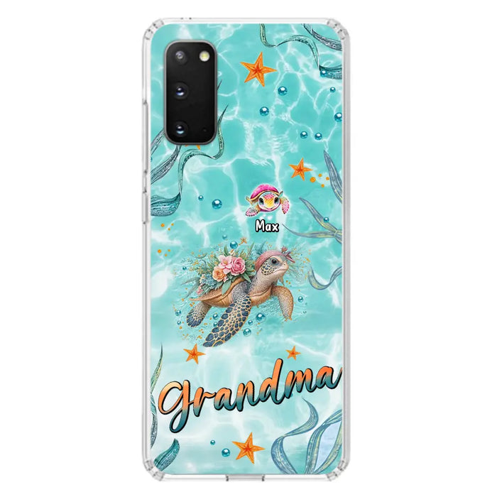 Custom Personalized Grandma Ocean Turtles Phone Case - Gift Idea For Grandma/ Mom - Up to 10 Kids - Case For iPhone/ Samsung