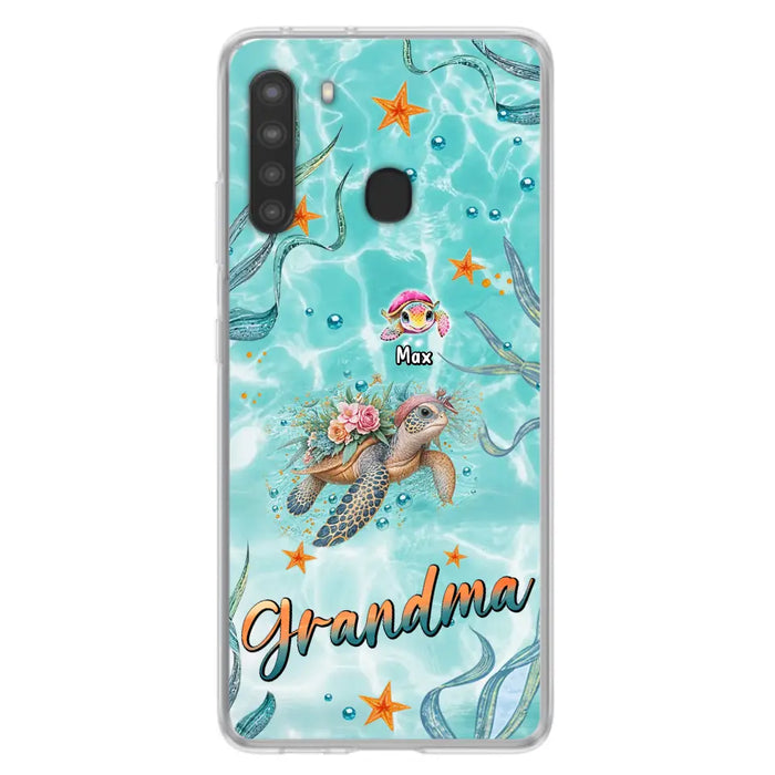 Custom Personalized Grandma Ocean Turtles Phone Case - Gift Idea For Grandma/ Mom - Up to 10 Kids - Case For iPhone/ Samsung