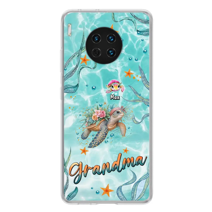 Custom Personalized Grandma Ocean Turtles Phone Case - Gift Idea For Grandma/ Mom - Up to 10 Kids - Case For Xiaomi/ Oppo/ Huawei