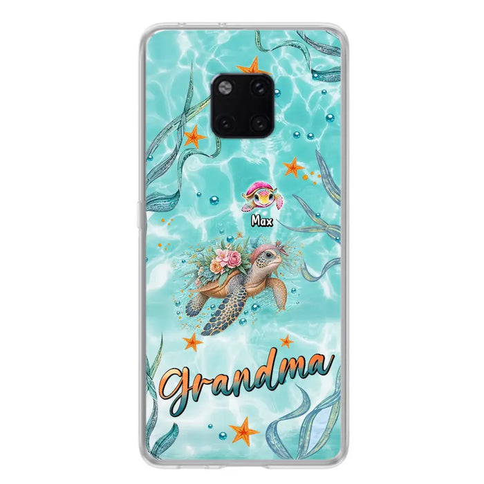 Custom Personalized Grandma Ocean Turtles Phone Case - Gift Idea For Grandma/ Mom - Up to 10 Kids - Case For Xiaomi/ Oppo/ Huawei