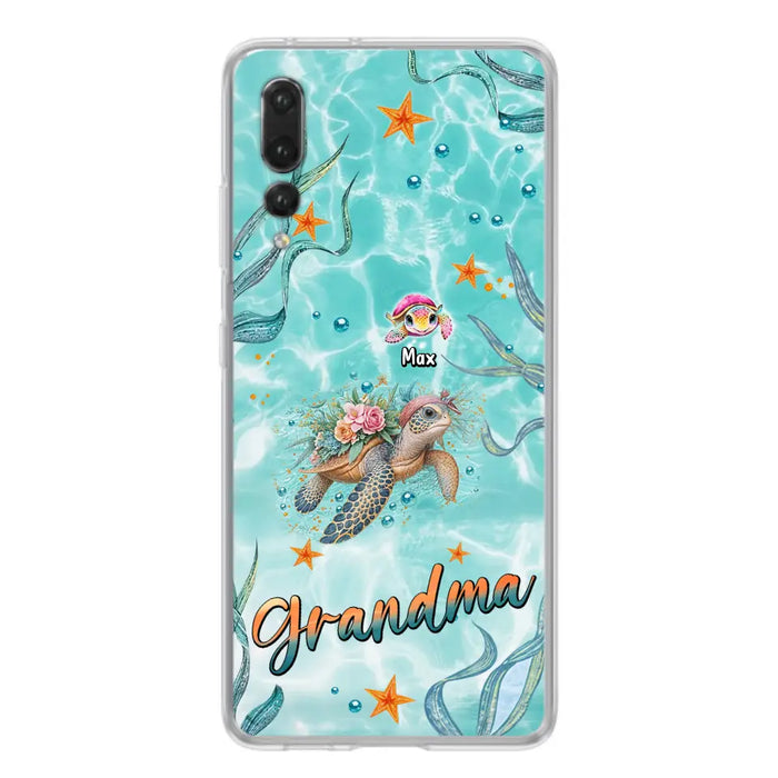 Custom Personalized Grandma Ocean Turtles Phone Case - Gift Idea For Grandma/ Mom - Up to 10 Kids - Case For Xiaomi/ Oppo/ Huawei