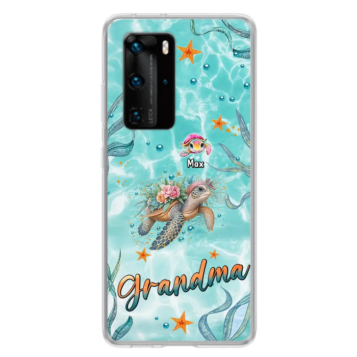 Custom Personalized Grandma Ocean Turtles Phone Case - Gift Idea For Grandma/ Mom - Up to 10 Kids - Case For Xiaomi/ Oppo/ Huawei