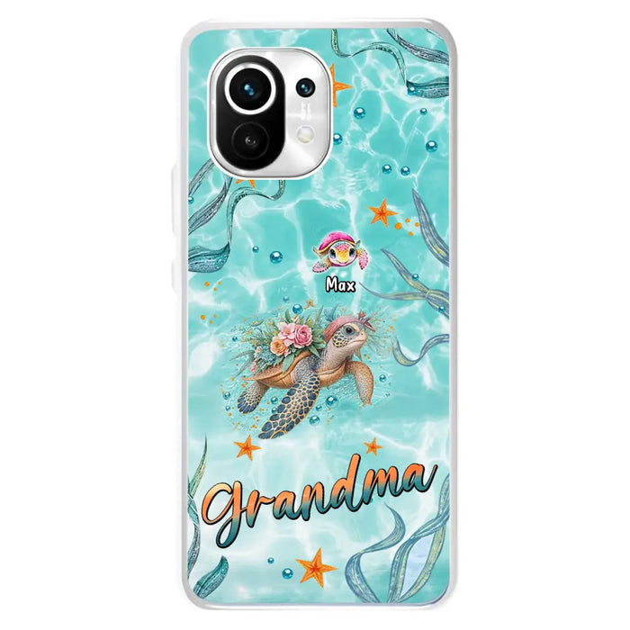 Custom Personalized Grandma Ocean Turtles Phone Case - Gift Idea For Grandma/ Mom - Up to 10 Kids - Case For Xiaomi/ Oppo/ Huawei