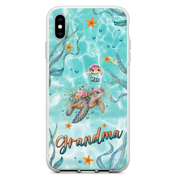 Custom Personalized Grandma Ocean Turtles Phone Case - Gift Idea For Grandma/ Mom - Up to 10 Kids - Case For iPhone/ Samsung