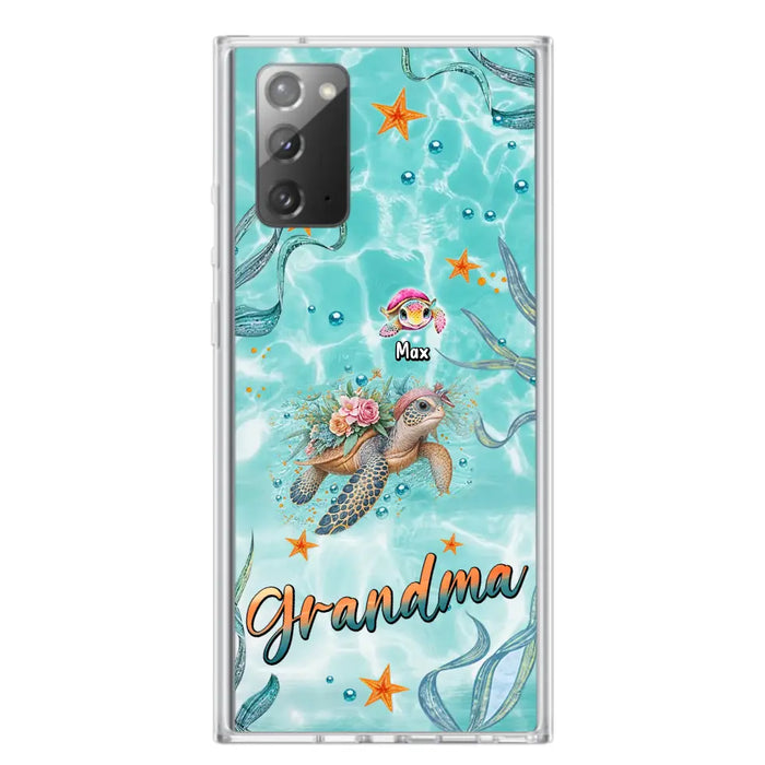 Custom Personalized Grandma Ocean Turtles Phone Case - Gift Idea For Grandma/ Mom - Up to 10 Kids - Case For iPhone/ Samsung