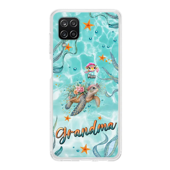 Custom Personalized Grandma Ocean Turtles Phone Case - Gift Idea For Grandma/ Mom - Up to 10 Kids - Case For iPhone/ Samsung