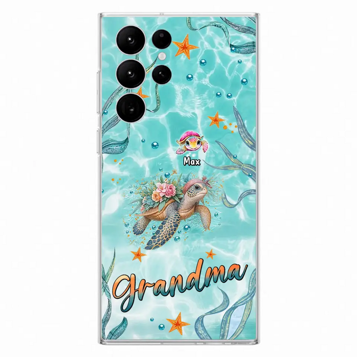 Custom Personalized Grandma Ocean Turtles Phone Case - Gift Idea For Grandma/ Mom - Up to 10 Kids - Case For iPhone/ Samsung