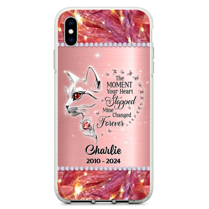 Custom Personalized Memorial Cat Phone Case - Memorial Gift For Cat Lover -  The Moment Your Heart Stopped Mine Changed Forever - Case For iPhone/ Samsung