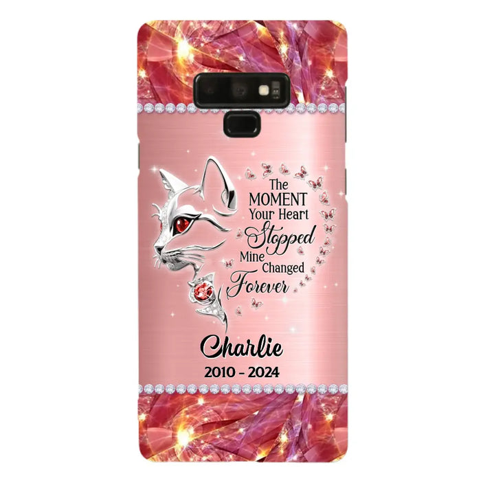 Custom Personalized Memorial Cat Phone Case - Memorial Gift For Cat Lover -  The Moment Your Heart Stopped Mine Changed Forever - Case For iPhone/ Samsung