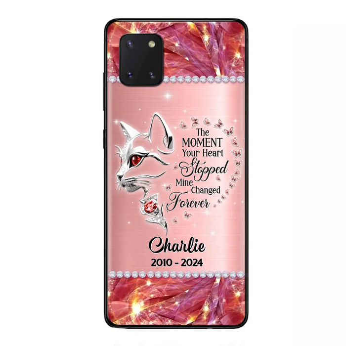 Custom Personalized Memorial Cat Phone Case - Memorial Gift For Cat Lover -  The Moment Your Heart Stopped Mine Changed Forever - Case For iPhone/ Samsung