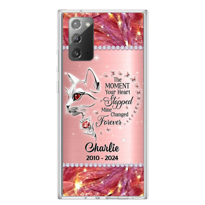 Custom Personalized Memorial Cat Phone Case - Memorial Gift For Cat Lover -  The Moment Your Heart Stopped Mine Changed Forever - Case For iPhone/ Samsung