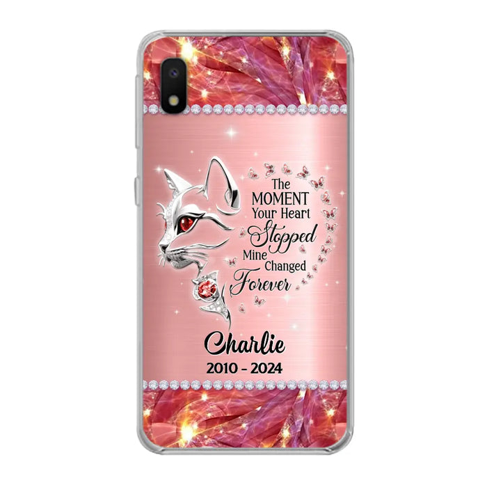 Custom Personalized Memorial Cat Phone Case - Memorial Gift For Cat Lover -  The Moment Your Heart Stopped Mine Changed Forever - Case For iPhone/ Samsung