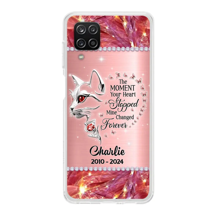 Custom Personalized Memorial Cat Phone Case - Memorial Gift For Cat Lover -  The Moment Your Heart Stopped Mine Changed Forever - Case For iPhone/ Samsung