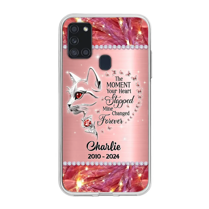 Custom Personalized Memorial Cat Phone Case - Memorial Gift For Cat Lover -  The Moment Your Heart Stopped Mine Changed Forever - Case For iPhone/ Samsung