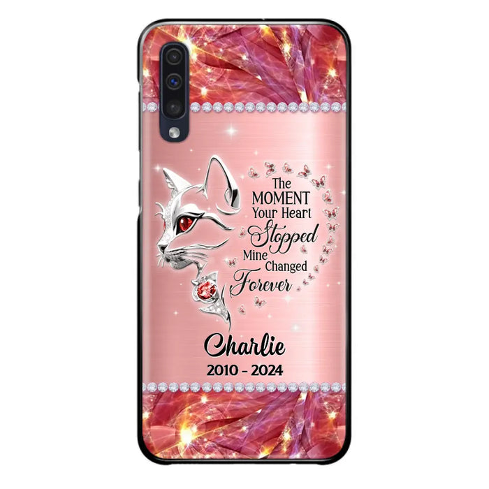 Custom Personalized Memorial Cat Phone Case - Memorial Gift For Cat Lover -  The Moment Your Heart Stopped Mine Changed Forever - Case For iPhone/ Samsung