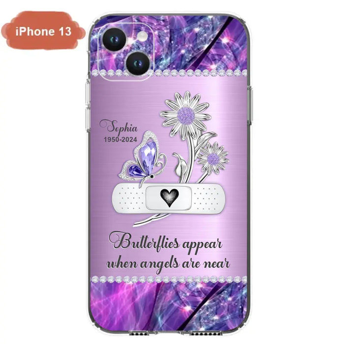 Custom Personalized Memorial Phone Case - Memorial Gift For Family Member - Butterflies Appear When Angels Are Near - Case For iPhone/ Samsung