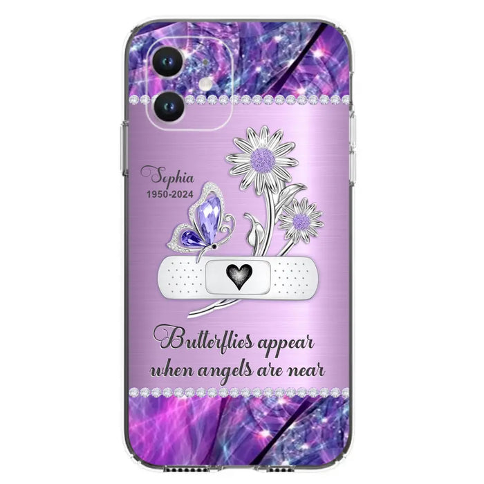 Custom Personalized Memorial Phone Case - Memorial Gift For Family Member - Butterflies Appear When Angels Are Near - Case For iPhone/ Samsung