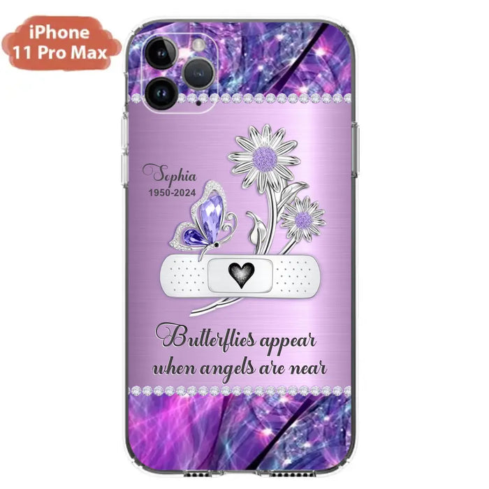 Custom Personalized Memorial Phone Case - Memorial Gift For Family Member - Butterflies Appear When Angels Are Near - Case For iPhone/ Samsung