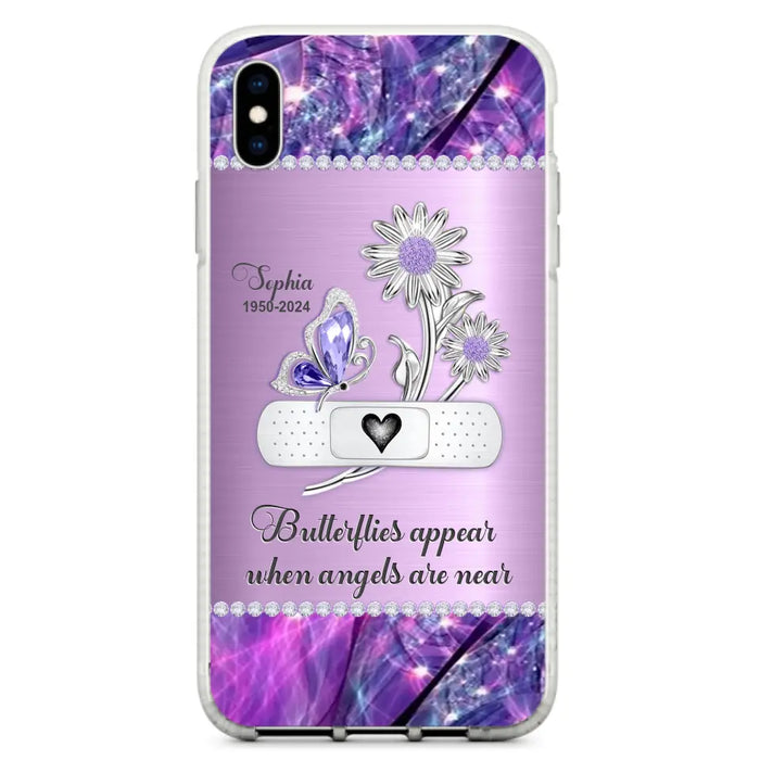 Custom Personalized Memorial Phone Case - Memorial Gift For Family Member - Butterflies Appear When Angels Are Near - Case For iPhone/ Samsung