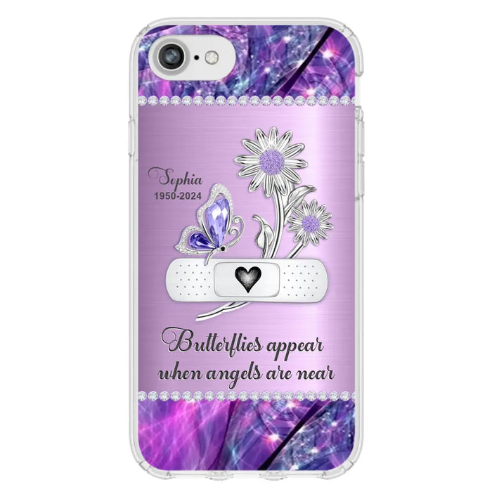 Custom Personalized Memorial Phone Case - Memorial Gift For Family Member - Butterflies Appear When Angels Are Near - Case For iPhone/ Samsung