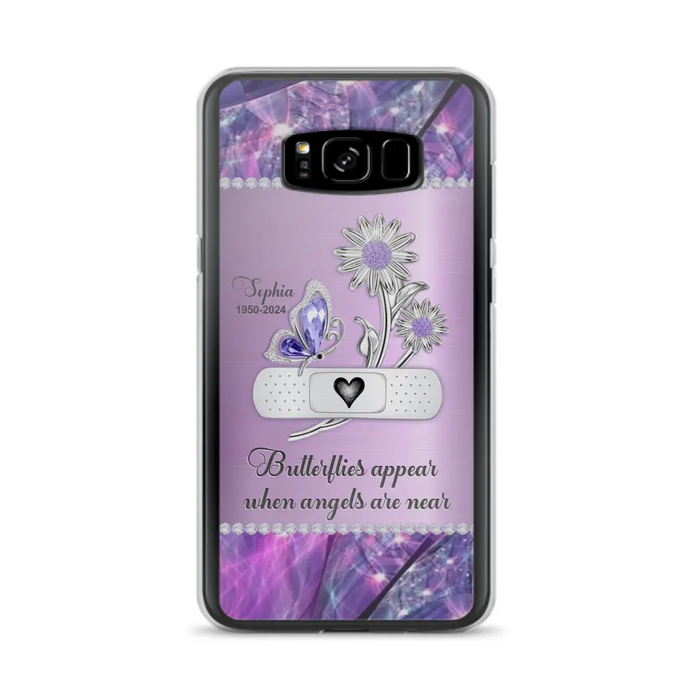 Custom Personalized Memorial Phone Case - Memorial Gift For Family Member - Butterflies Appear When Angels Are Near - Case For iPhone/ Samsung