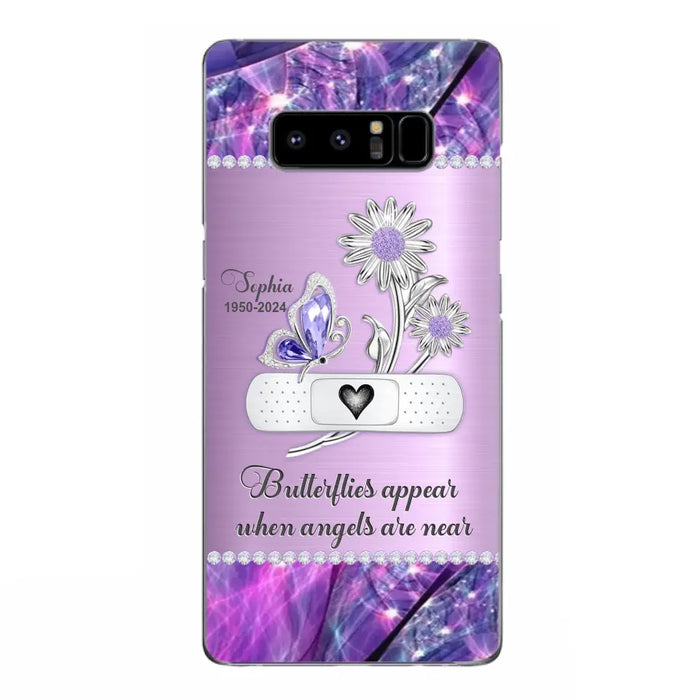 Custom Personalized Memorial Phone Case - Memorial Gift For Family Member - Butterflies Appear When Angels Are Near - Case For iPhone/ Samsung