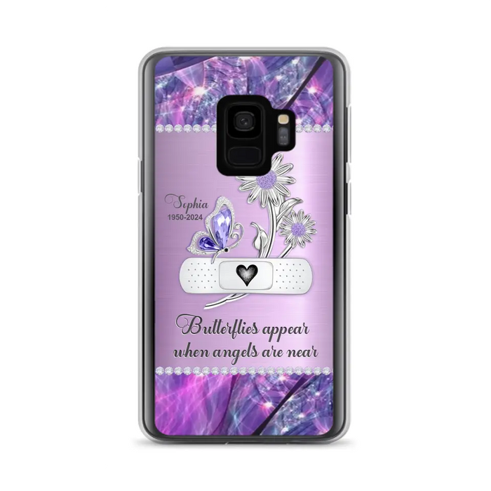 Custom Personalized Memorial Phone Case - Memorial Gift For Family Member - Butterflies Appear When Angels Are Near - Case For iPhone/ Samsung