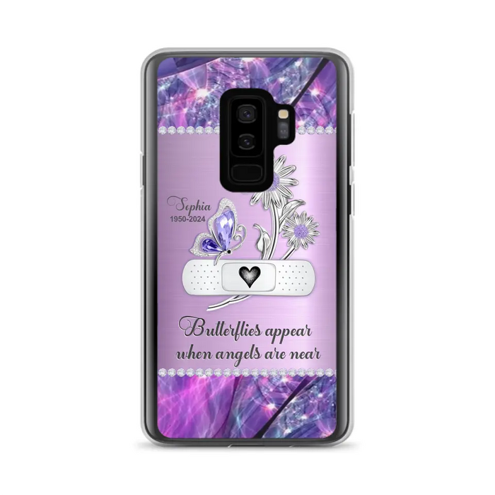 Custom Personalized Memorial Phone Case - Memorial Gift For Family Member - Butterflies Appear When Angels Are Near - Case For iPhone/ Samsung