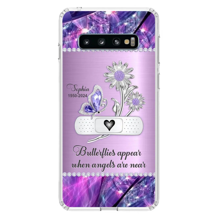 Custom Personalized Memorial Phone Case - Memorial Gift For Family Member - Butterflies Appear When Angels Are Near - Case For iPhone/ Samsung