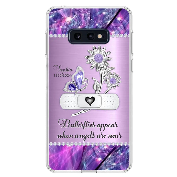 Custom Personalized Memorial Phone Case - Memorial Gift For Family Member - Butterflies Appear When Angels Are Near - Case For iPhone/ Samsung