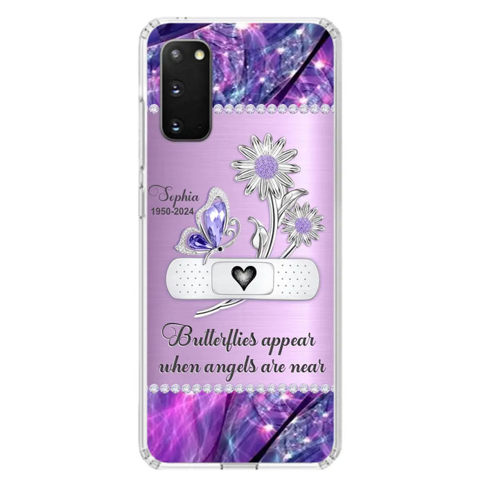 Custom Personalized Memorial Phone Case - Memorial Gift For Family Member - Butterflies Appear When Angels Are Near - Case For iPhone/ Samsung