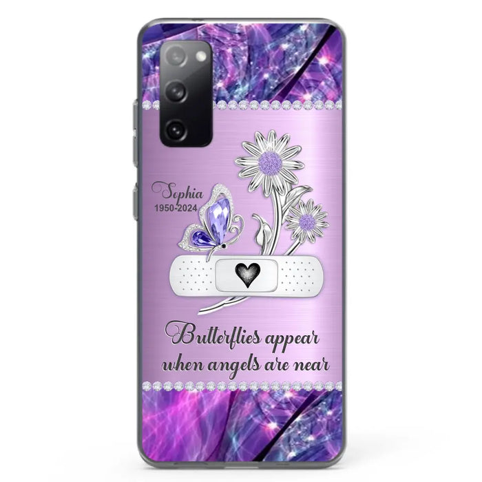 Custom Personalized Memorial Phone Case - Memorial Gift For Family Member - Butterflies Appear When Angels Are Near - Case For iPhone/ Samsung