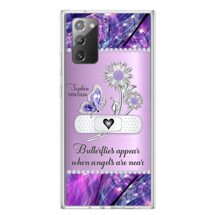 Custom Personalized Memorial Phone Case - Memorial Gift For Family Member - Butterflies Appear When Angels Are Near - Case For iPhone/ Samsung