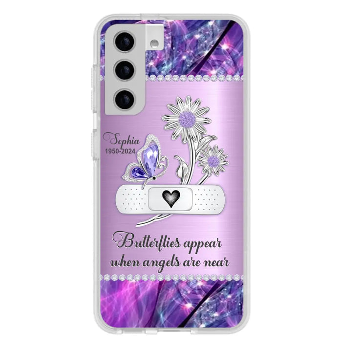 Custom Personalized Memorial Phone Case - Memorial Gift For Family Member - Butterflies Appear When Angels Are Near - Case For iPhone/ Samsung