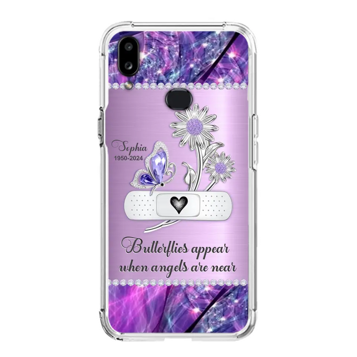 Custom Personalized Memorial Phone Case - Memorial Gift For Family Member - Butterflies Appear When Angels Are Near - Case For iPhone/ Samsung